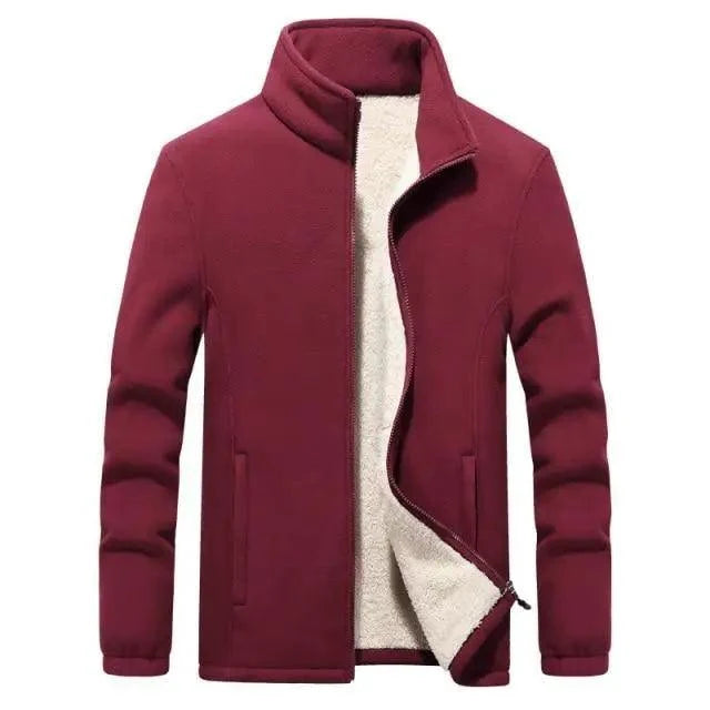 Men's burgundy fleece winter jacket Stevvex with zip closure and warm lining on Tampa Home & Garden Store