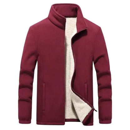 Men's burgundy fleece winter jacket Stevvex with zip closure and warm lining on Tampa Home & Garden Store