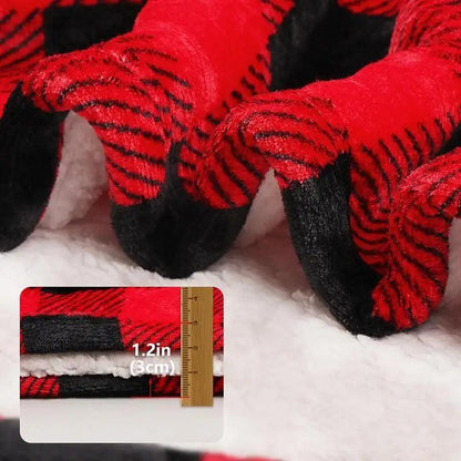 Stevvex red and black plush wearable blanket hoodie, oversized unisex hooded sweatshirt on Tampa Home & Garden Store
