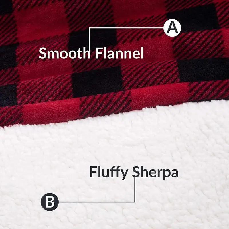 Stevvex wearable blanket hoodie with red plaid and fluffy sherpa lining, unisex warmth on Tampa Home & Garden Store