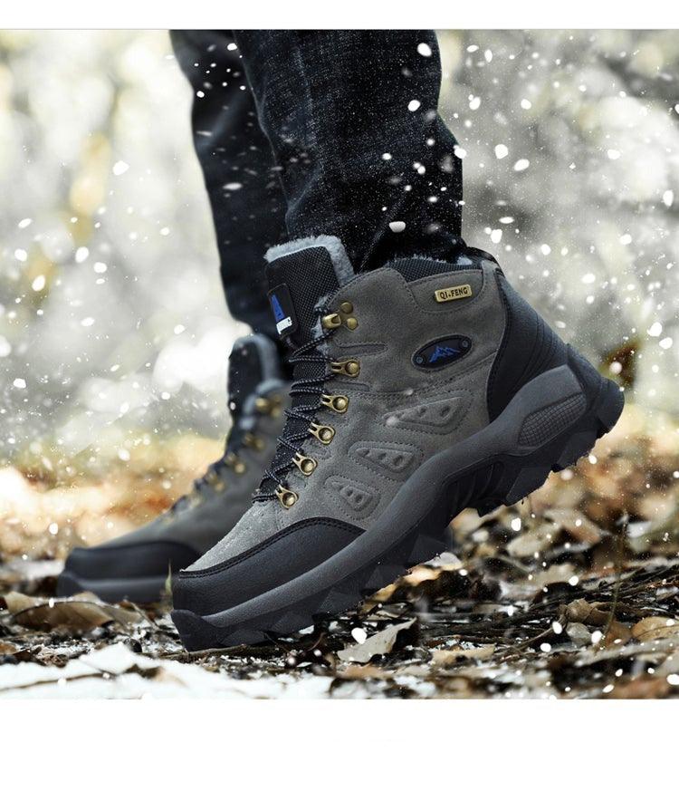 Winter plush warm men's boots Stevvex gray/black waterproof hiking boots non-slip sole on Tampa Home & Garden Store