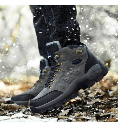 Winter plush warm men's boots Stevvex gray/black waterproof hiking boots non-slip sole on Tampa Home & Garden Store