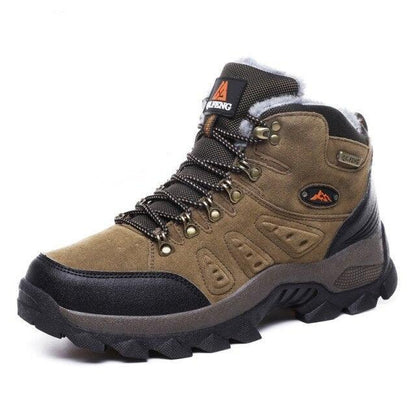 Stevvex men's winter boots brown suede with faux fur lining and rugged non-slip outsole on Tampa Home & Garden Store