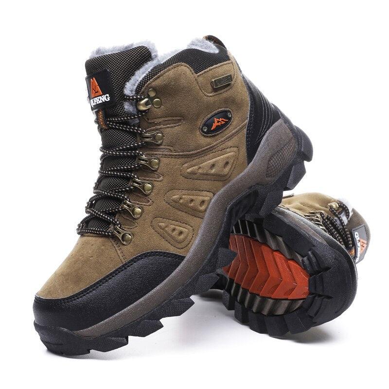 Winter Plush Warm Men's Boots Stevvex brown suede waterproof non-slip outsole on Tampa Home & Garden Store