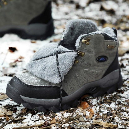 Stevvex winter men's boots, grey fleece lining, waterproof suede upper, non-slip outsole on Tampa Home & Garden Store