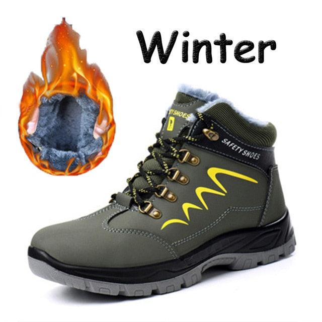Winter safety boot olive green waterproof upper plush fur lining rugged non-slip rubber sole on Tampa Home & Garden Store