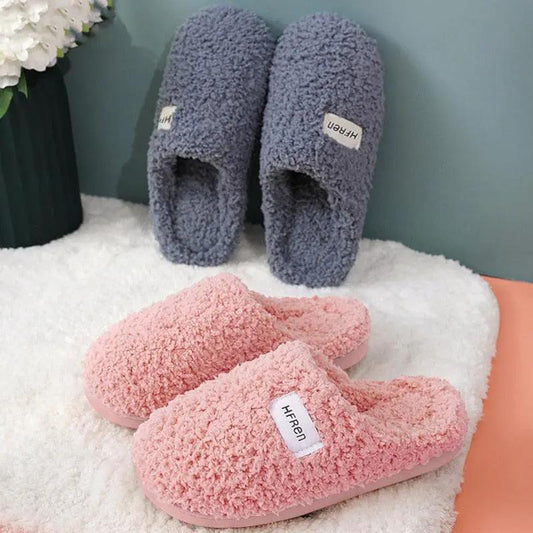 Stevvex plush cotton home slippers pink and gray fluffy indoor wear set on Tampa Home & Garden Store