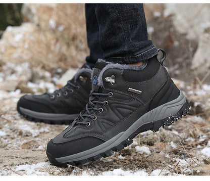 Stevvex winter snow boots, waterproof leather, fur lining, rugged hiking outsole for men on Tampa Home & Garden Store