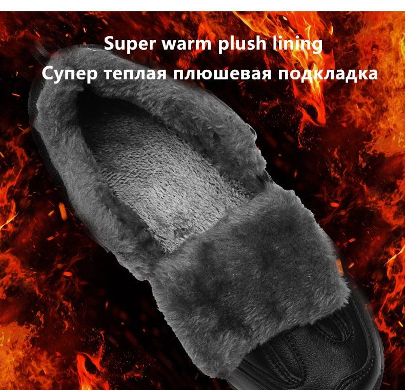 Winter snow boots by Stevvex, waterproof leather with plush fur lining for men on Tampa Home & Garden Store