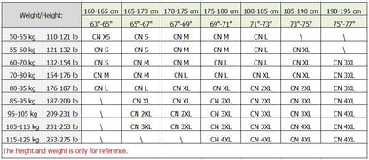 Winter Tactical Fleece Jacket size chart with weight–height grid for Stevvex Coats on Tampa Home & Garden Store