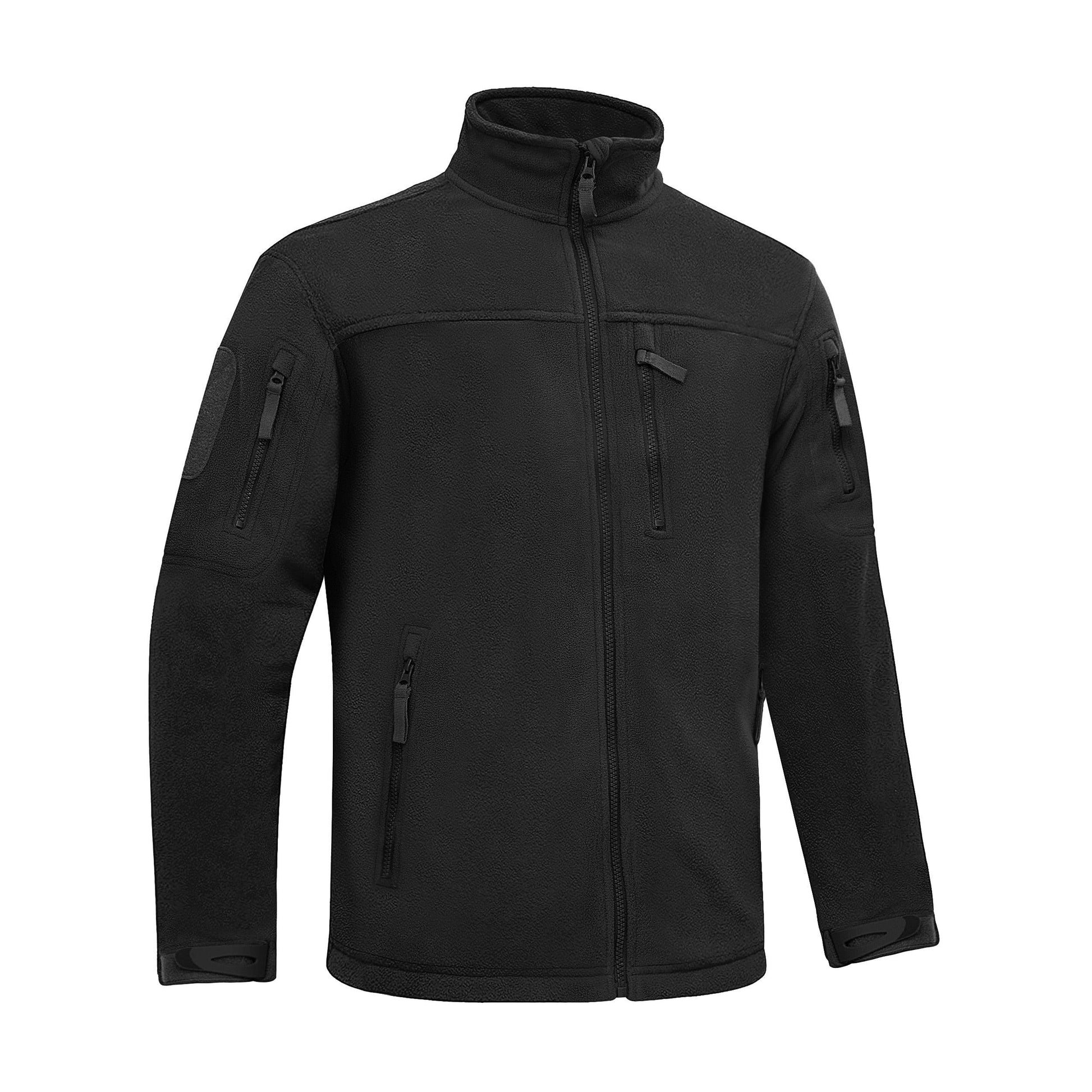 Winter Tactical Fleece Jacket Men's black fleece with high collar and multiple zip pockets on Tampa Home & Garden Store