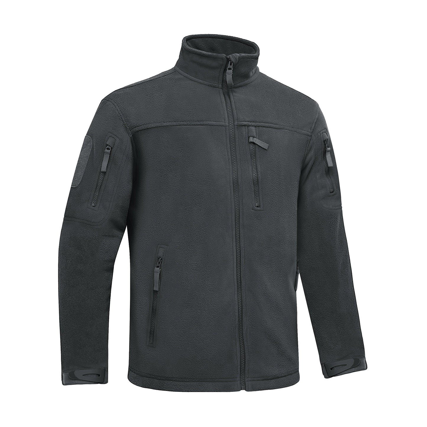 Winter tactical fleece jacket in black with collar, full zip and multiple chest pockets on Tampa Home & Garden Store