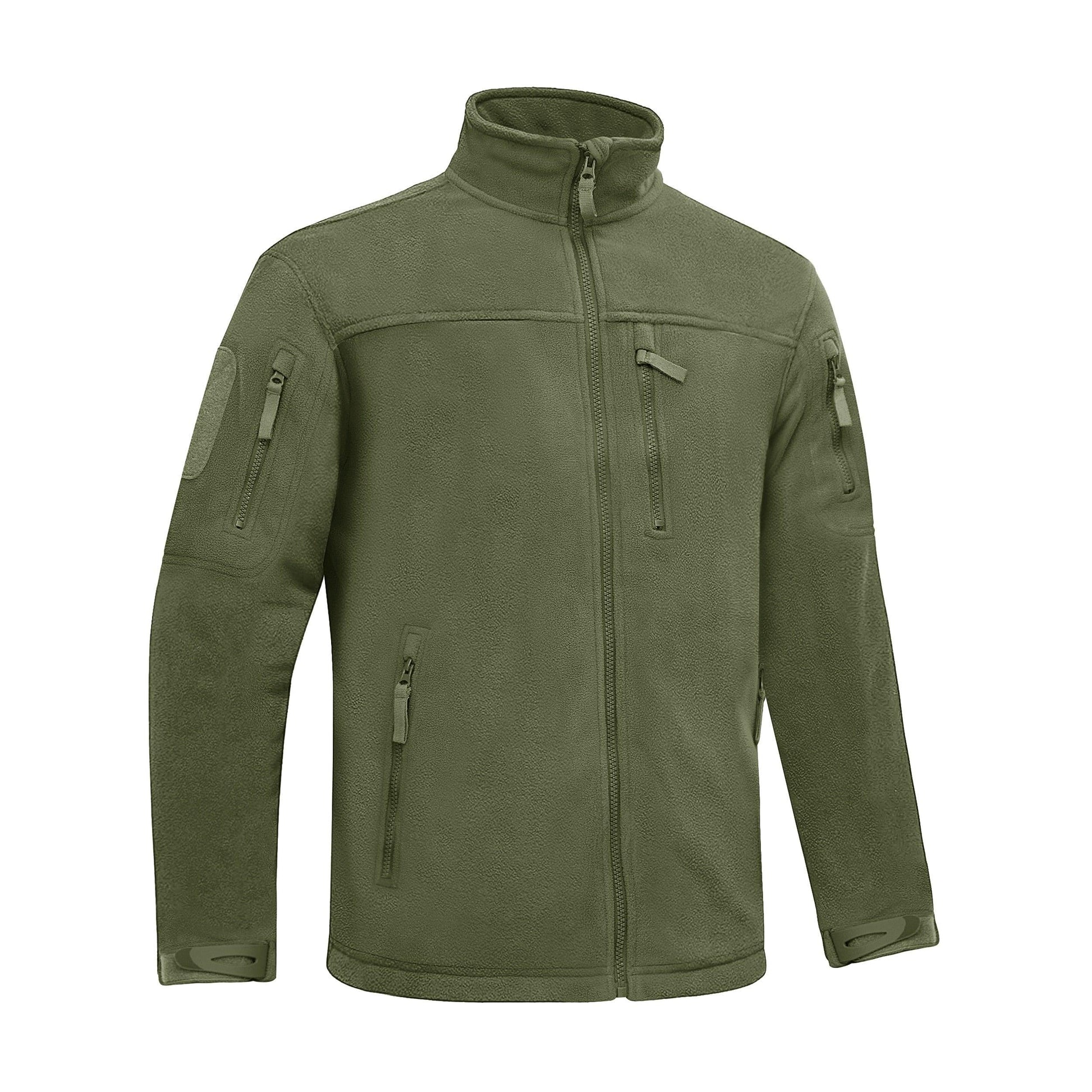 Winter Tactical Fleece Jacket olive green by Stevvex with zip front and multiple zip pockets on Tampa Home & Garden Store