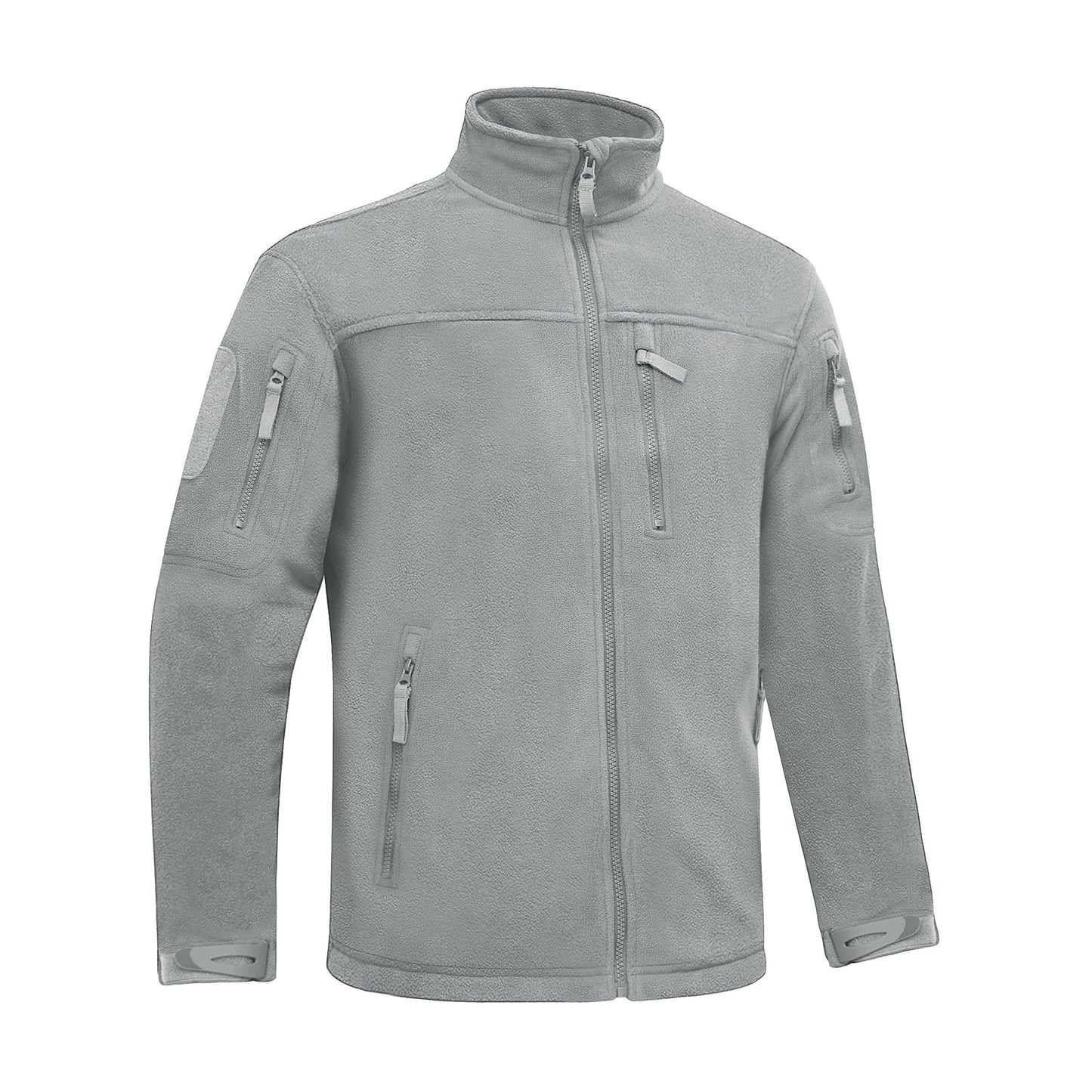 Men's gray winter tactical fleece jacket with full-zip front and multiple zip pockets on Tampa Home & Garden Store