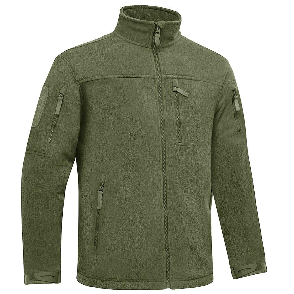 Winter Tactical Fleece Jacket Stevvex olive green fleece with zip front and multiple pockets on Tampa Home & Garden Store