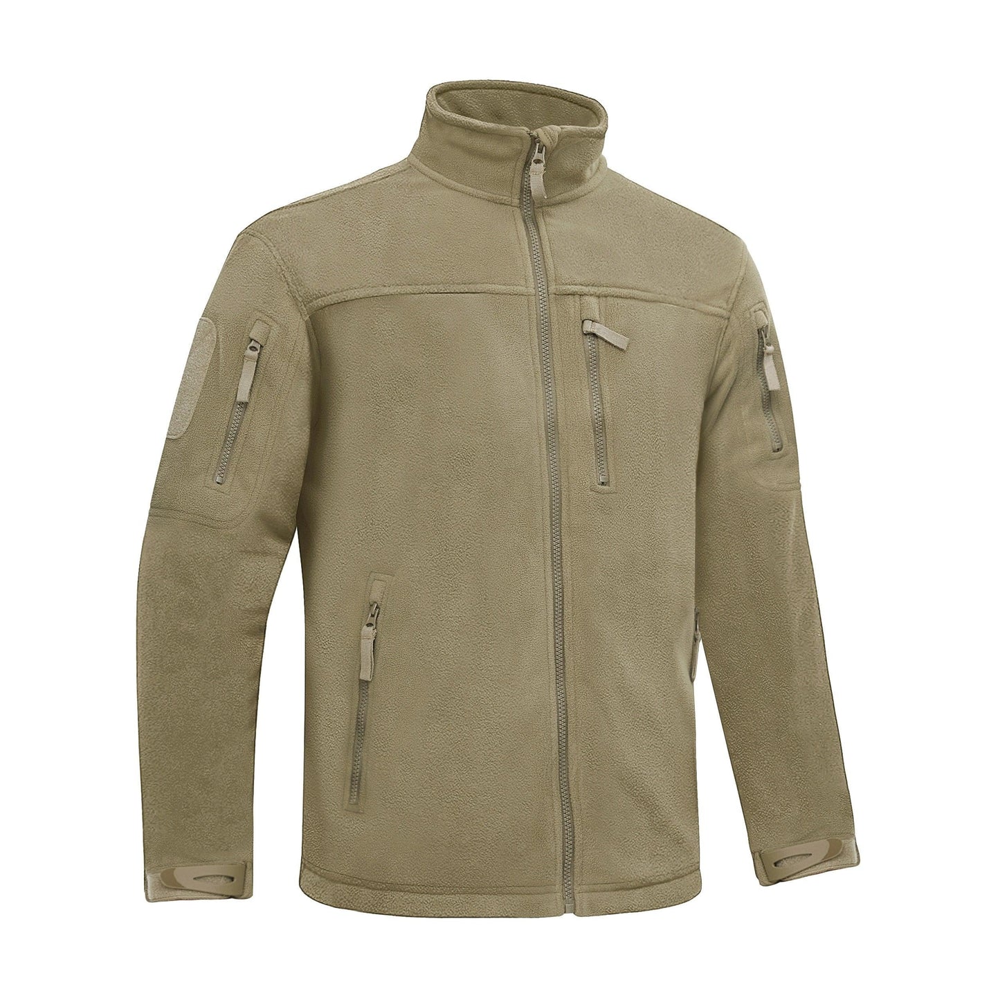 Stevvex Winter Tactical Fleece Jacket for Men with multiple zip pockets in khaki fleece on Tampa Home & Garden Store