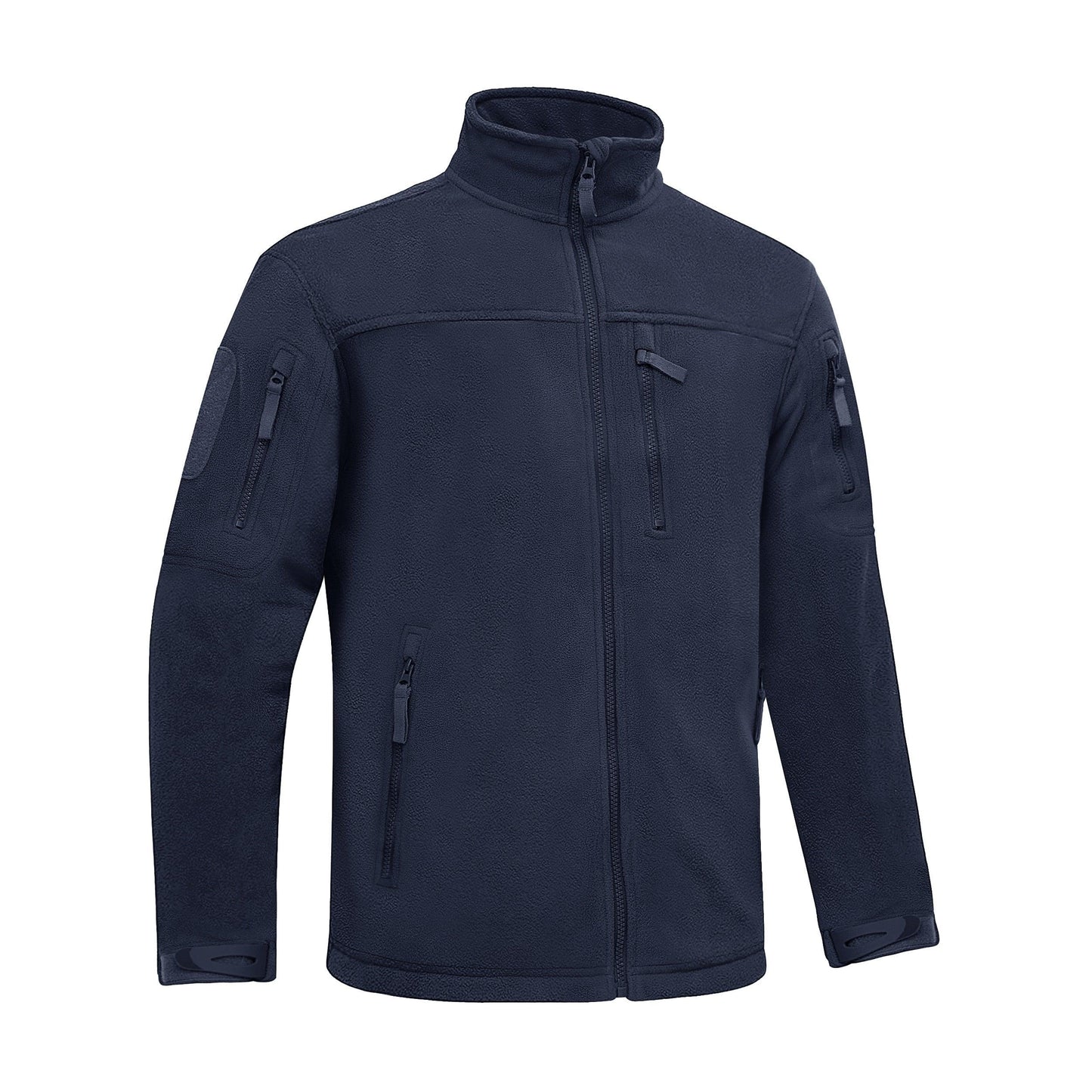 Winter tactical fleece jacket Stevvex navy with stand collar and multiple zip pockets on Tampa Home & Garden Store