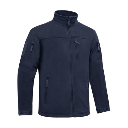 Winter tactical fleece jacket Stevvex navy with stand collar and multiple zip pockets on Tampa Home & Garden Store