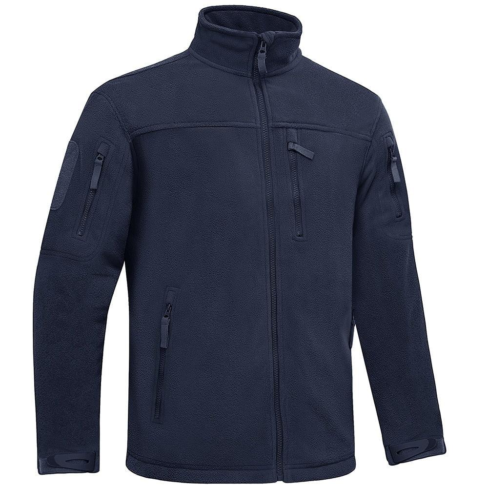 Stevvex Winter Tactical Fleece Jacket navy fleece with multiple zip pockets for men on Tampa Home & Garden Store