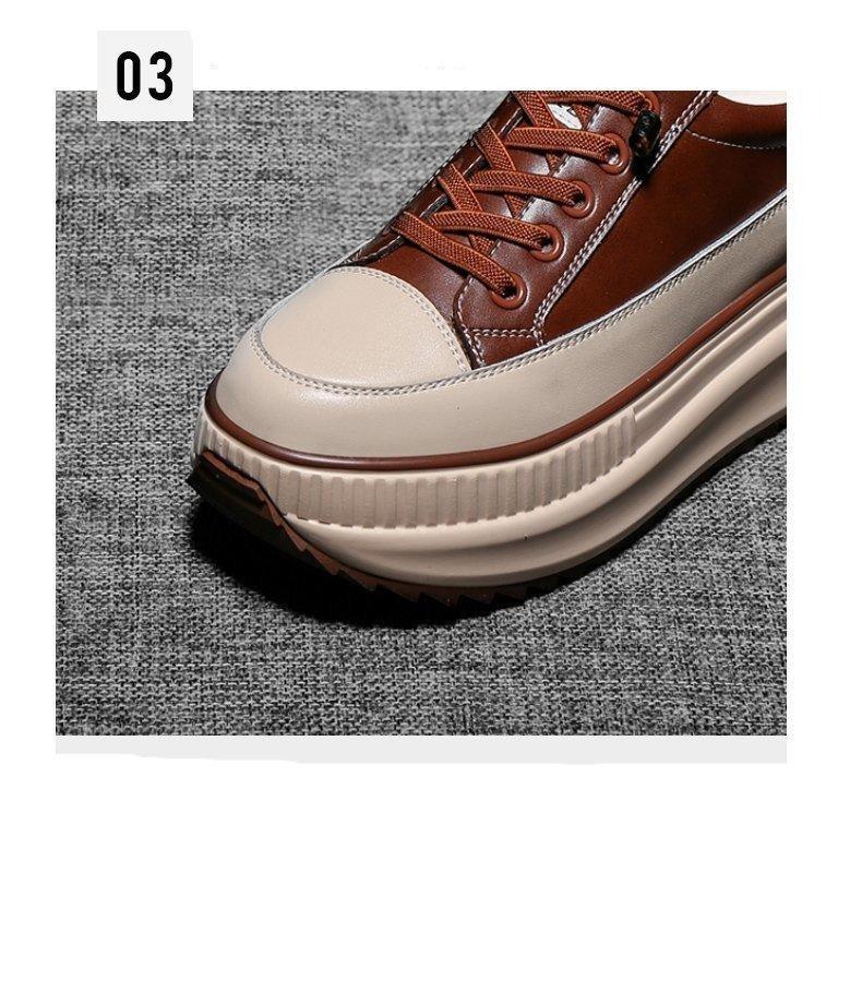 Stevvex brown leather high-top platform sneakers with beige toe cap and thick 7cm sole on Tampa Home & Garden Store