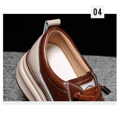 Stevvex brown leather high-top platform sneakers with 7cm thick sole on Tampa Home & Garden Store