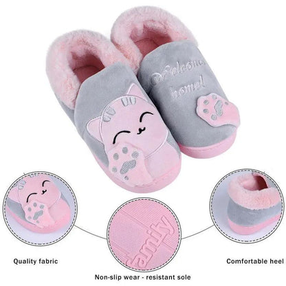 Winter Warm Cat Slippers for Women Non Slip