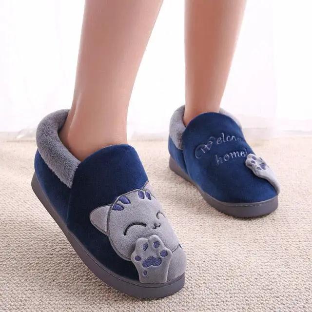 Winter Warm Cat Slippers for Women Non Slip