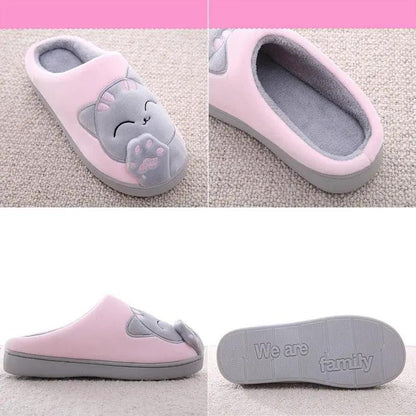 Winter Warm Cat Slippers for Women Non Slip
