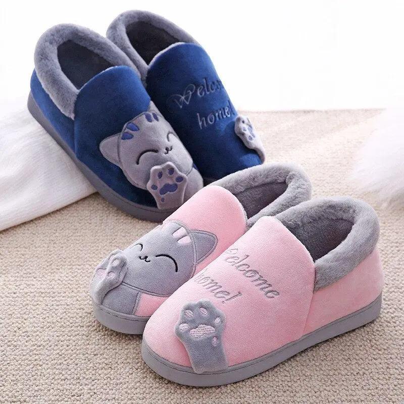 Winter Warm Cat Slippers for Women Non Slip