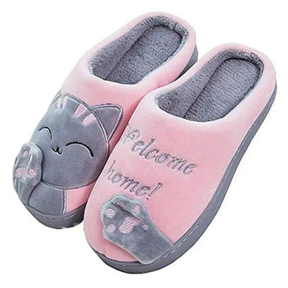 Winter Warm Cat Slippers for Women Non Slip