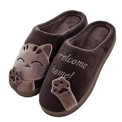 Winter Warm Cat Slippers for Women Non Slip