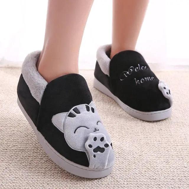 Winter Warm Cat Slippers for Women Non Slip