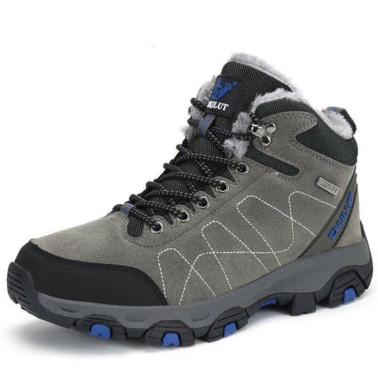 Stevvex winter hiking boot gray suede with fur lining ankle lace-up non-slip outsole on Tampa Home & Garden Store