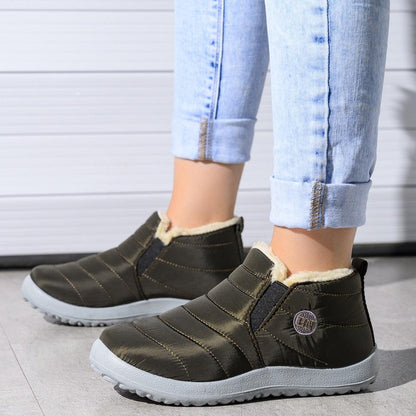 Stevvex winter waterproof boots for women, green ankle boots with faux fur, gray sole (2 pairs) on Tampa Home & Garden Store