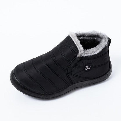 Stevvex Black Winter Waterproof Ankle Boots with plush fur lining anti-slip on Tampa Home & Garden Store