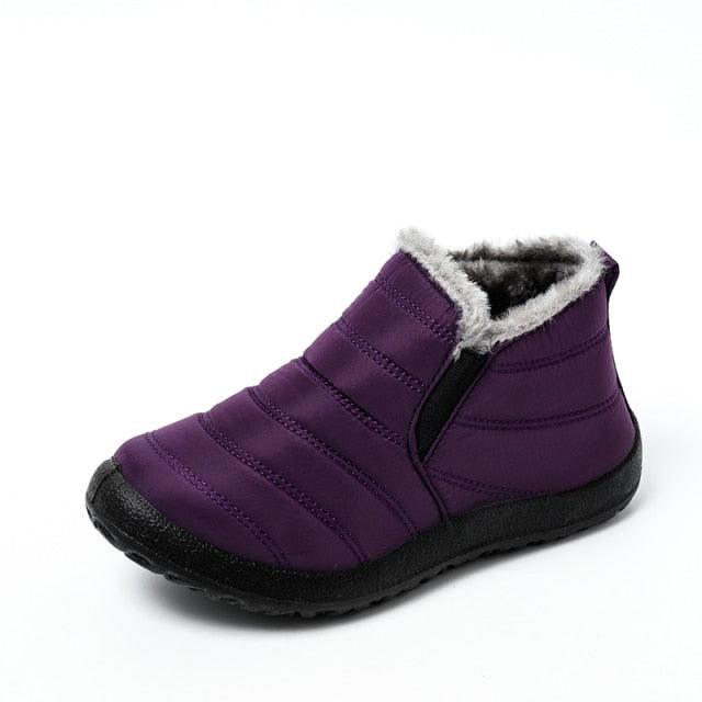 Winter women's purple quilted boot by Stevvex, waterproof fur-lined with anti-slip sole on Tampa Home & Garden Store