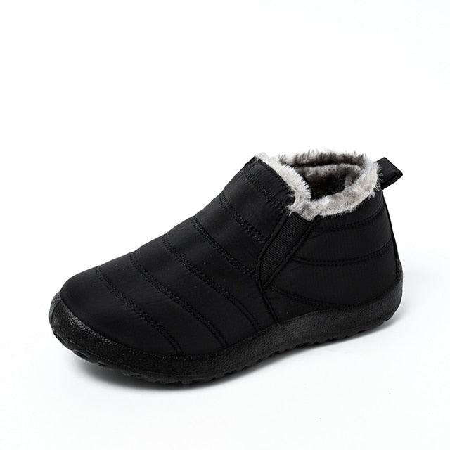 Winter Women Boots Stevvex black waterproof ankle boot with faux fur lining anti-slip sole on Tampa Home & Garden Store