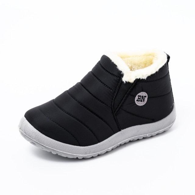 Stevvex Winter Boots waterproof ankle boot with faux fur lining black anti-slip sole on Tampa Home & Garden Store