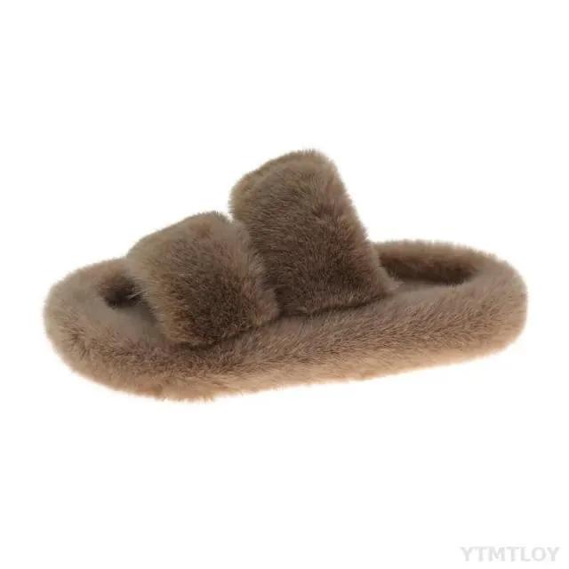 Winter Women Furry Slippers Open Toe Cozy Indoor