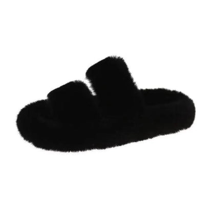 Winter Women Furry Slippers Open Toe Cozy Indoor