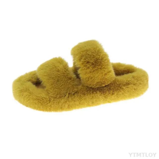 Winter Women Furry Slippers Open Toe Cozy Indoor