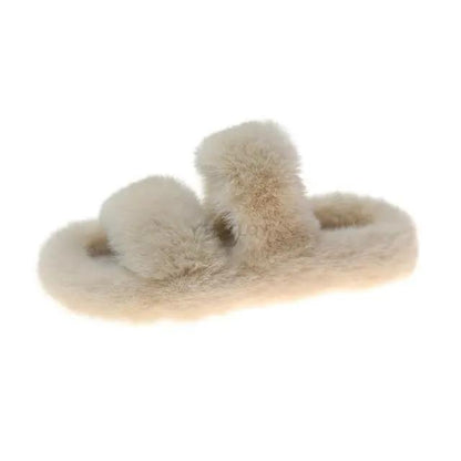 Winter Women Furry Slippers Open Toe Cozy Indoor