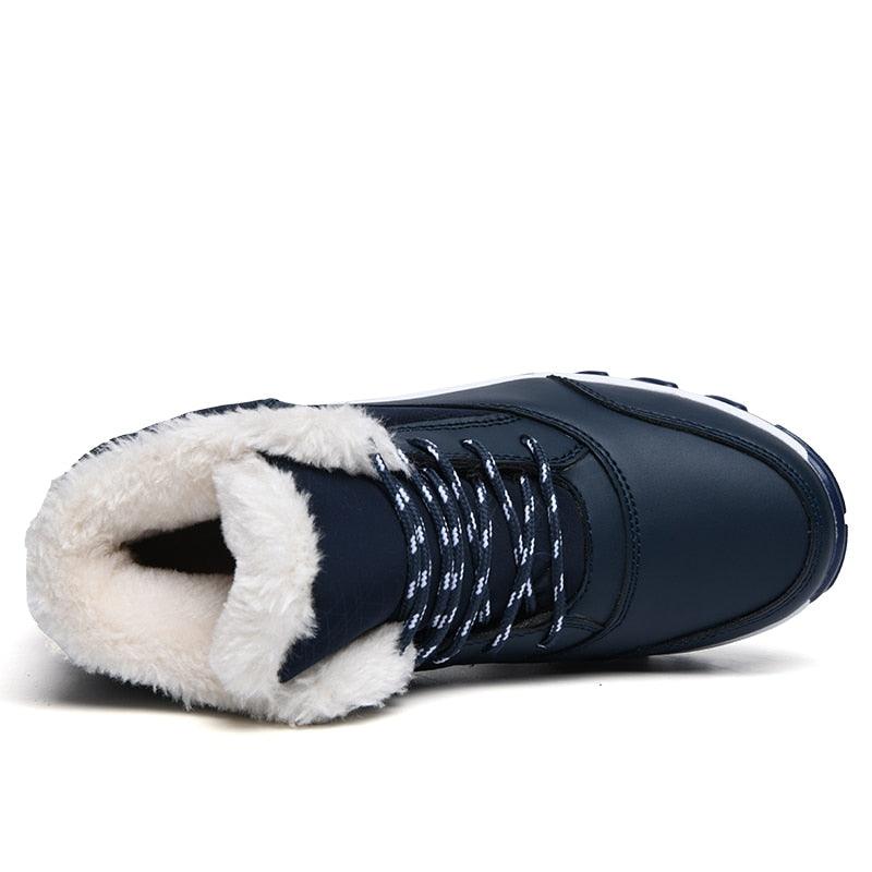 Winter women's sneakers Stevvex navy blue fur-lined lace-up anti-slip sole on Tampa Home & Garden Store