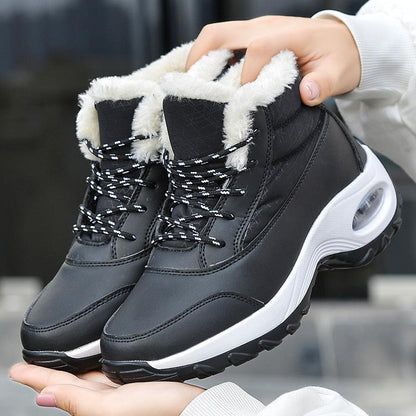 Stevvex winter sneakers black upper with fur lining lace-up chunky midsole on Tampa Home & Garden Store