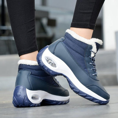 Winter women's sneakers Stevvex navy blue fur-lined warm anti-slip casual running shoes on Tampa Home & Garden Store