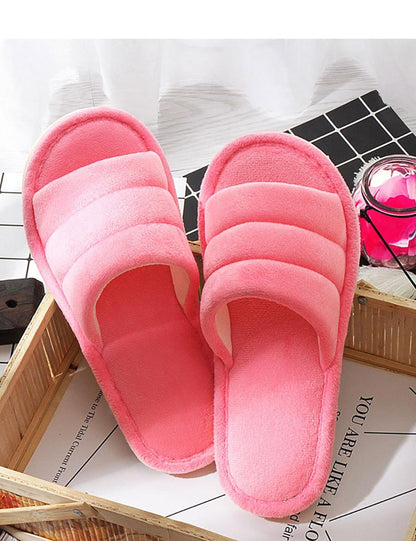 Pink plush winter women's slippers with memory foam, anti-skid sole, slip-on house shoes pair on Tampa Home & Garden Store