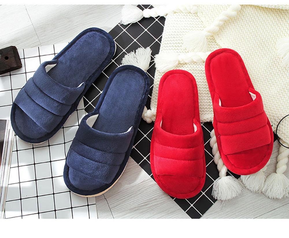 Stevvex winter slippers blue and red with anti-skid sole; two blue and two red pairs on Tampa Home & Garden Store