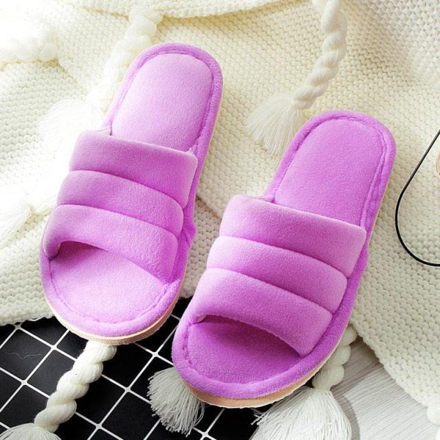 Stevvex pink plush winter women slippers pair with memory foam and anti-skid sole on Tampa Home & Garden Store