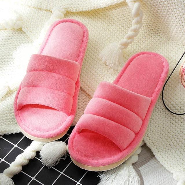 Stevvex pink plush memory foam slippers for women, 2 pairs, slip-on house slippers on Tampa Home & Garden Store