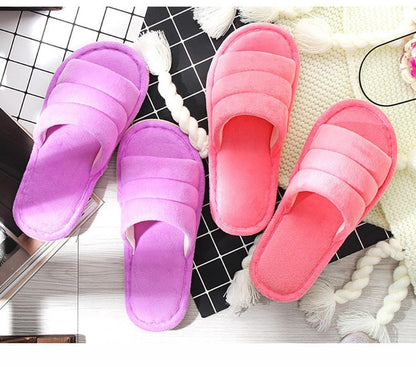 Stevvex winter women slippers set of four plush memory foam slip-ons in purple and pink on Tampa Home & Garden Store